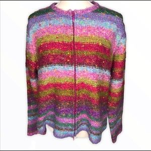 Talbots Wool Blend Multicolor Cardigan Sweater XL